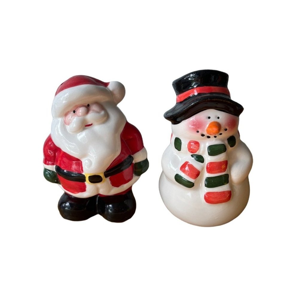 Santa Claus SnowMan Frosty Salt Pepper Shakers Christmas Winter - Picture 1 of 4